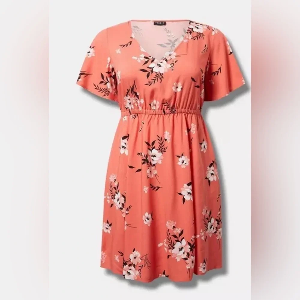 Torrid torrid Challis V-Neck Mini Dress 4X / 26 Rosey Punch NWT